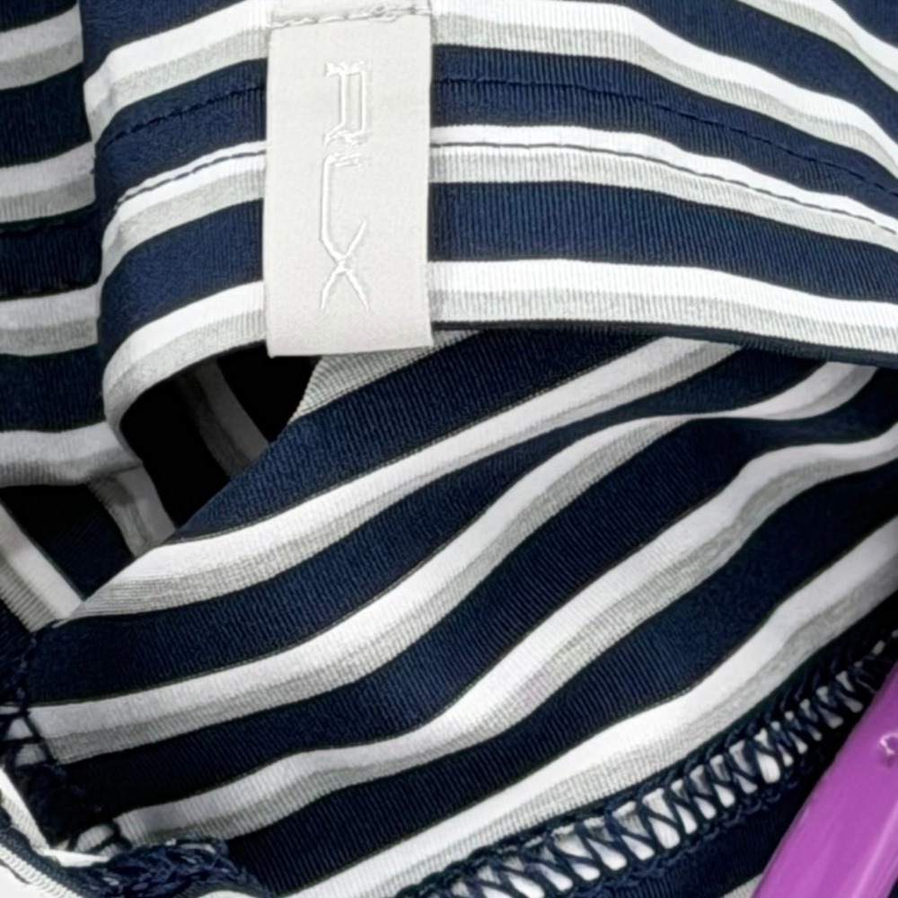 RLX Ralph Lauren Mens XL Polo Shirt Striped Navy Gray Golf Short Sleeve - Picture 4 of 8